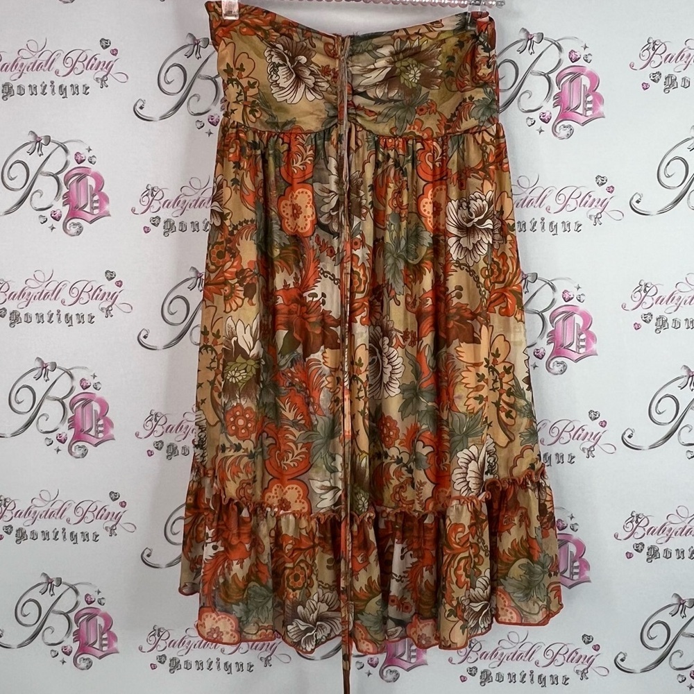 SHEIN dress strapless or halter Floral flowers mesh tie up ruffle hem